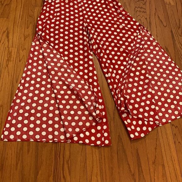 Eien Size Medium 100% Rayon red & white polkadot jumpsuit with side slits. - Picture 4 of 15